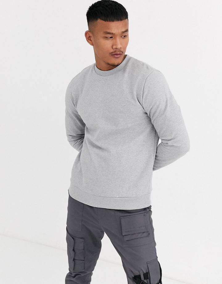 Asos Design Sweatshirt In Gray Marl