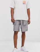 Asos White Cargo Shorts In Flat Gray Tech Fabric - Gray