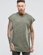 Asos Oversized T-shirt With Laser Distress And Oil Wash In Green - Comrad Khaki