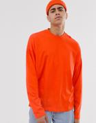 Asos Design Oversized Long Sleeve T-shirt In Orange
