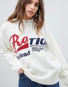 Stylenanda Deconstructed Knitted Sweater - Cream