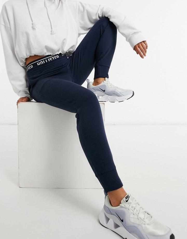 Hollister Logo Hem Sweatpants In Navy