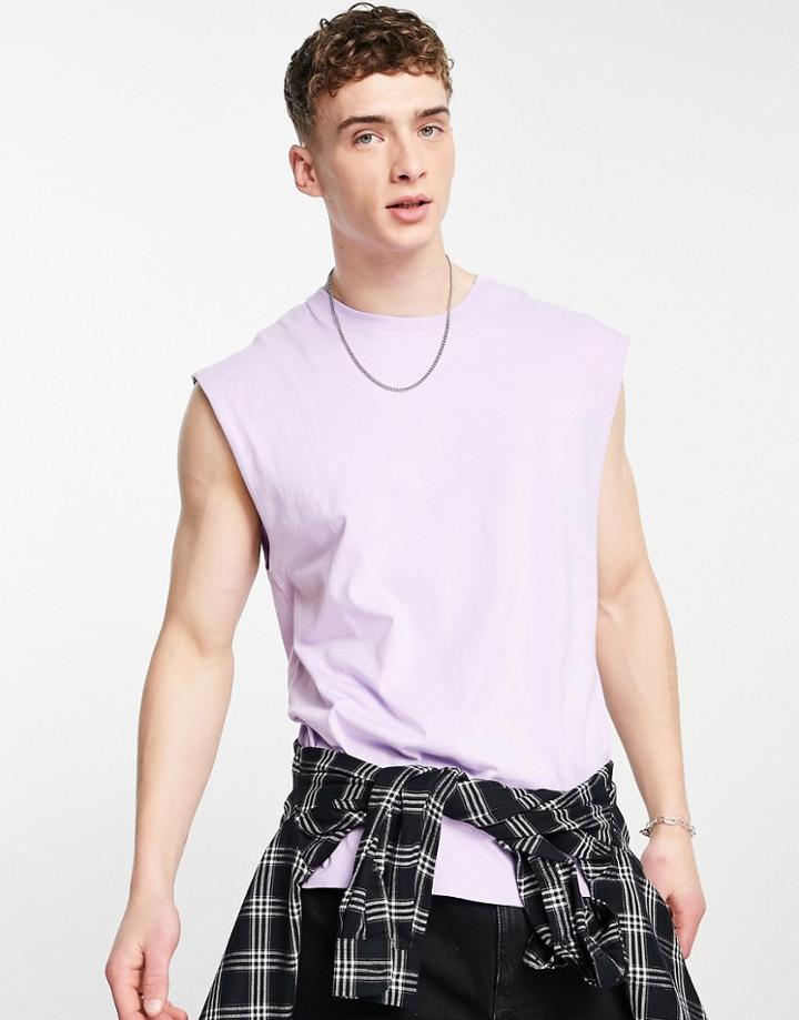 Topman Oversized Tank Top In Lilac-purple
