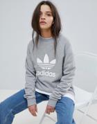 Adidas Originals Trefoil Crew Neck Sweatshirt In Grey - Gray