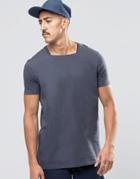 Asos Longline T-shirt With Square Neck In Ebony - Gray