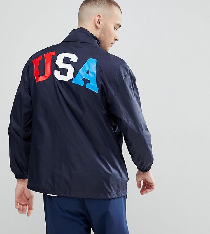 Reclaimed Vintage Revived Windbreaker With Back Print - Blue