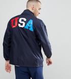 Reclaimed Vintage Revived Windbreaker With Back Print - Blue
