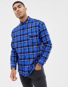 Good For Nothing Oversized Check Shirt In Blue - Blue