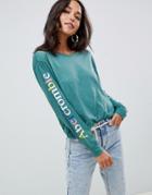 Abercrombie & Fitch Long Sleeve T-shirt With Rainbow Arm Logo - Navy