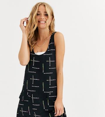 Life Is Beautiful Sleeveless Logo Dress With Pockets - Black