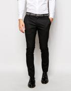 Selected Homme Tuxedo Pant In Woven Jacquard In Skinny Fit - Charcoal