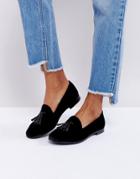 London Rebel Velvet Loafer With Contrast Tassle - Black
