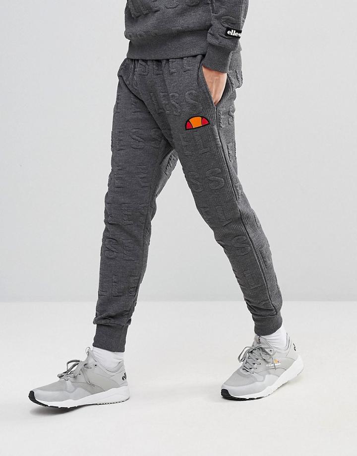 Ellesse Hoodie With All Over Embossed Joggers In Gray - Gray