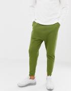 Asos Design Drop Crotch Joggers In Khaki - Green