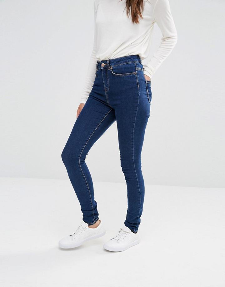 Noisy May High Rise Skinny Jeans - Medium Blue