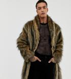 Reclaimed Vintage Faux Fur Jacket - Brown