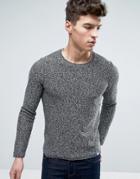 Jack & Jones Originals 100% Cotton Crew Neck Knitted Sweater In Mixed Yarn - Gray