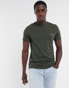 Lacoste Pima Cotton T-shirt With Croc In Khaki-green