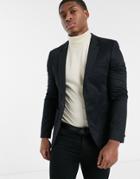 Asos Design Skinny Blazer In Charcoal Wool Mix-gray