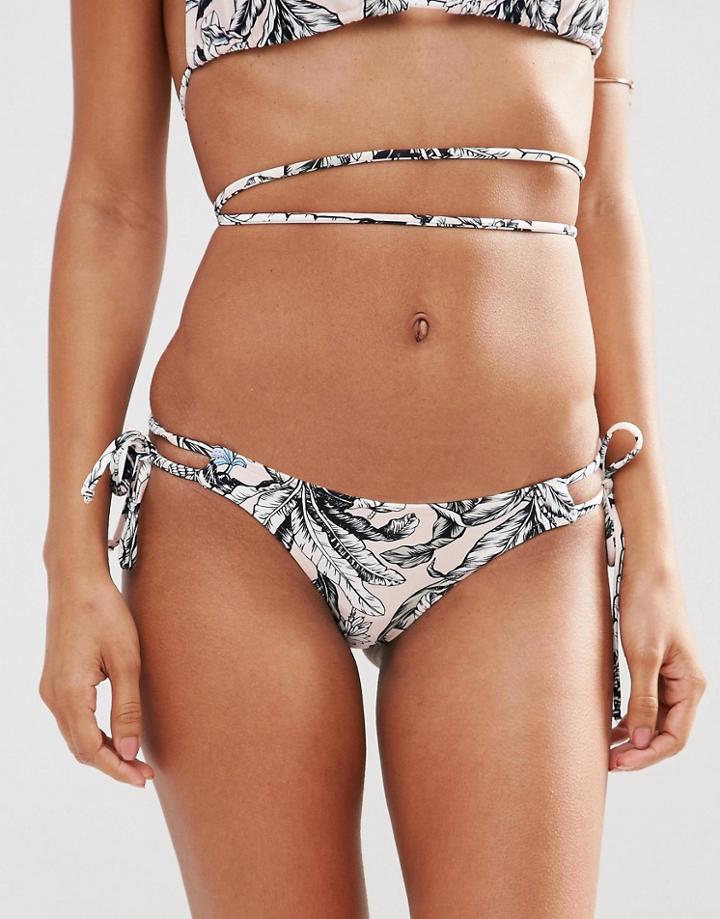 Asos Romantic Palm Print Tie Bikini Bottom - Romantic Palm