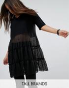Noisy May Tall Tiered Lace Dress - Black