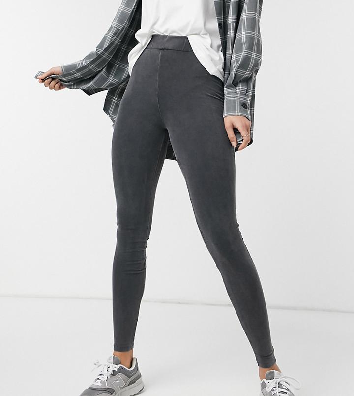 New Look Tall Acid Wash Leggings In Gray-grey