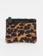 French Connection Faux Leather And Leopard Small Coin Wallet-multi