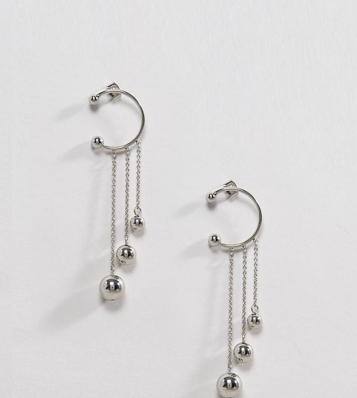 Monki Open Hoop And Chain Earrings - Silver