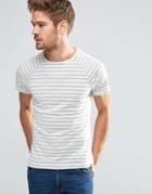 Blend Striped Slim Raglan T-shirt In Classic Blue - Classic Blue