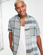 Tommy Hilfiger Madras Blocking Plaid Short Sleeve Shirt In Light Blue