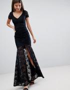 City Goddess Lace Maxi Dress - Black