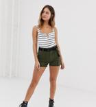 Bershka Cargo Short In Green - Green