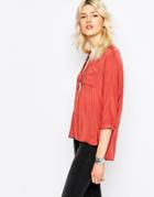 Only Fallow Button Front Blouse - Marsala
