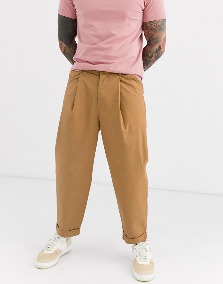Asos Design Balloon Pants With Rolled Hem In Tan
