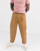 Asos Design Balloon Pants With Rolled Hem In Tan