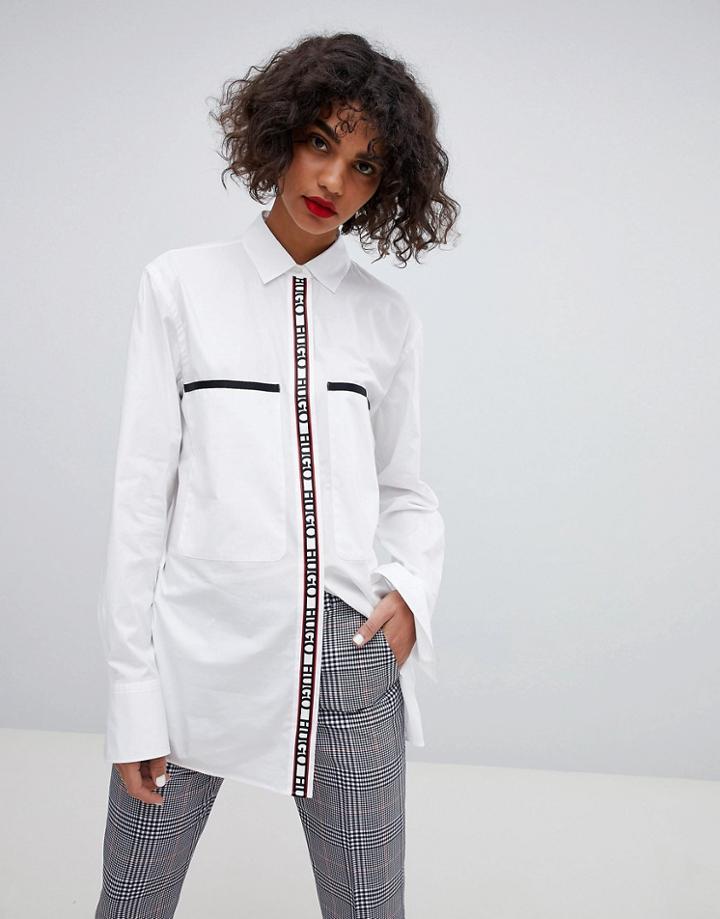 Hugo Oversized Shirt With Logo Detailing - White