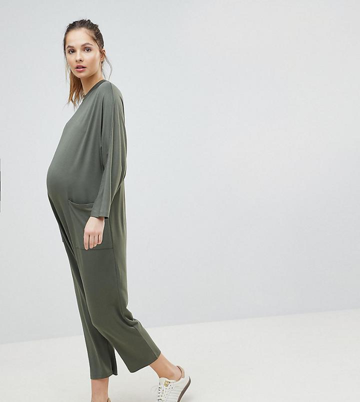 Asos Maternity Minimal Jersey Jumpsuit With Batwing Sleeve - Multi
