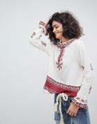 Intropia Ruffle Collar Embroidered Blouse - Cream