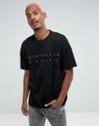 Asos Oversized T-shirt With Cross Eyelet Detail - Black