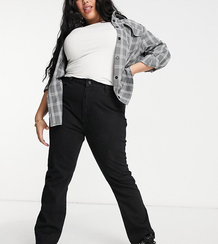 Missguided Plus Wrath Straight Leg Jean In Black
