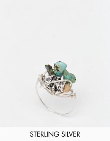 Kat & Bee Wrapped Turquoise And Skull Ring