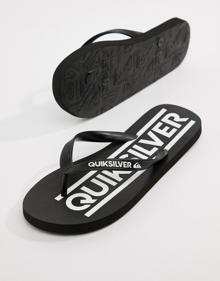Quiksilver Java Woodmark Logo Flip Flop In Black - Black