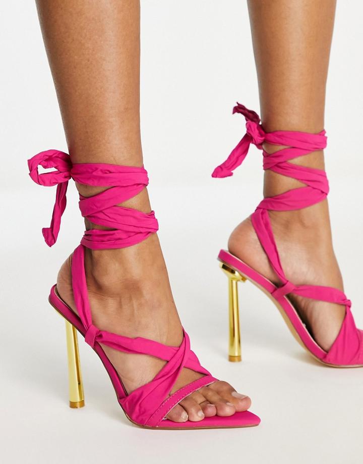 Ego Once Upon Wraparound Heeled Sandals In Pink