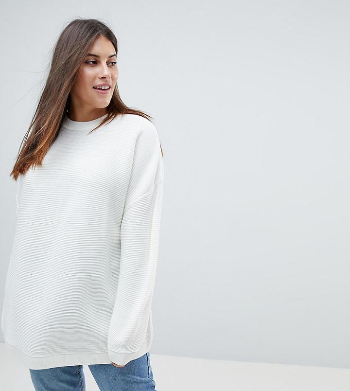 Asos Curve Oversized Sweater In Ripple Stitch - White