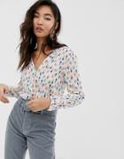 Esprit Shirt With Diamond Print In Off White - White