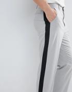 Asos Tapered Smart Pants In Ice Gray With Charcoal Side Stipe - Gray