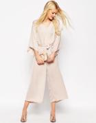 Asos Belted Jumpsuit With Kimono Sleeve - Mink