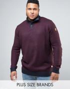 Duke Plus Sweater With Button Neck In Burgundy - Red