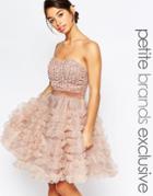 True Decadence Petite Rosebud Bodice Layer Prom Dress - Pink