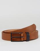 Asos Smart Slim Belt In Faux Leather With Contrast Keeper - Tan